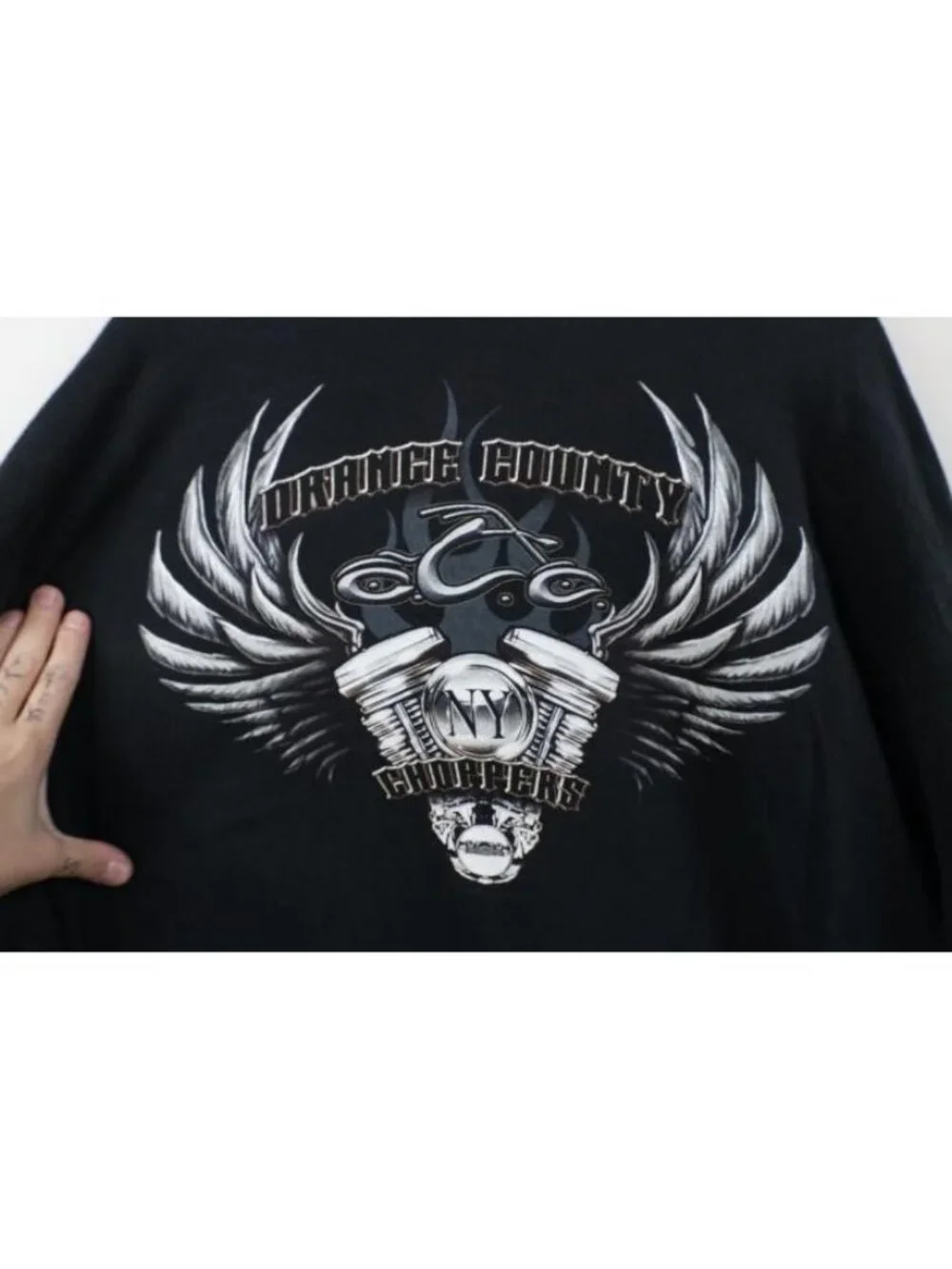 Vtg Orange County Choppers New York Mens 2XL Tribal Flames Long Sleeve T-Shirt